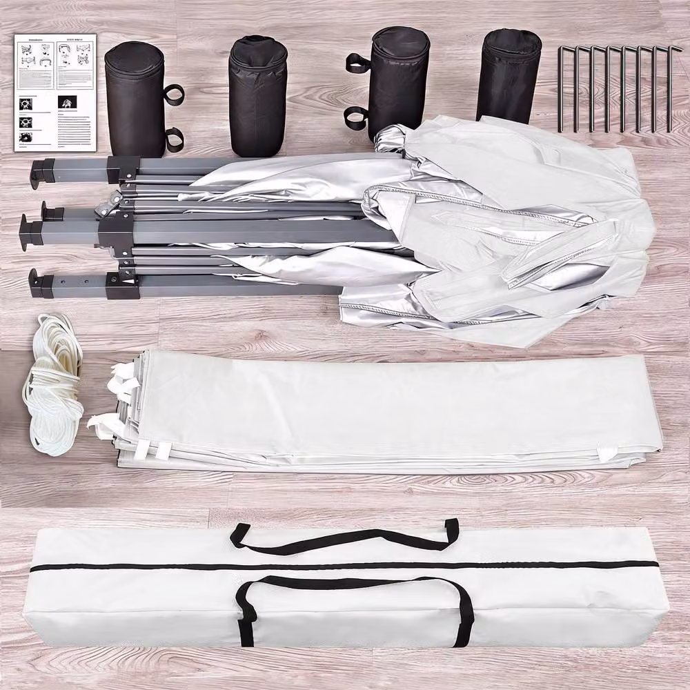 MCC Direct White Pop Up Gazebo with Removable Sides and Storage Bag W: 300 cm, D: 300 cm, H: 255 cm – 3