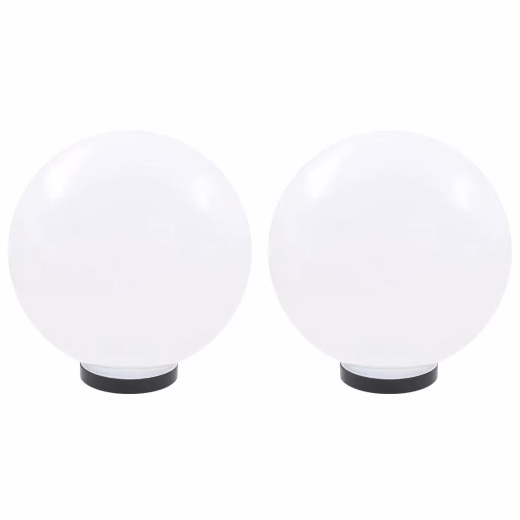 Berkfield Home LED Spherical Bowl Bollard Lamps, 2 Pack, White, Diameter: 30 cm – 2