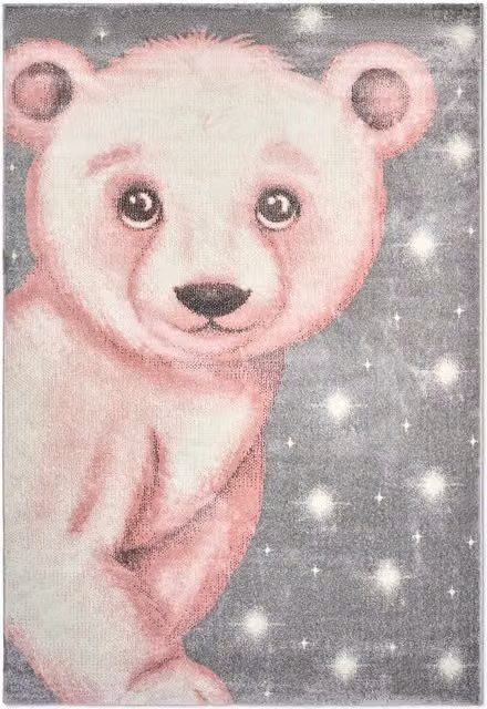 Bravich Pink Nursery Bear Animal Rug for Childrens Rooms