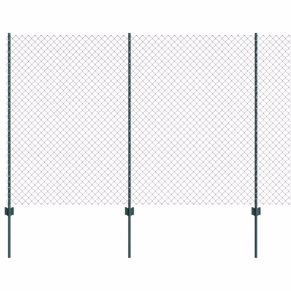 Berkfield Home Green Steel Chain Link Fence with 10 U-Profile Posts, 1.6 x 10 m – 2