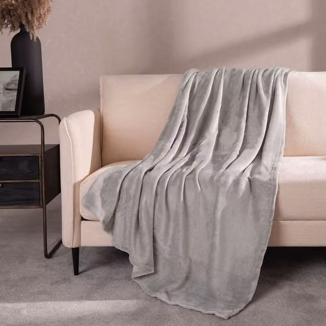 OHS Grey Fluffy Fleece Throw Blanket, W/D/H: 120 x 150 cm