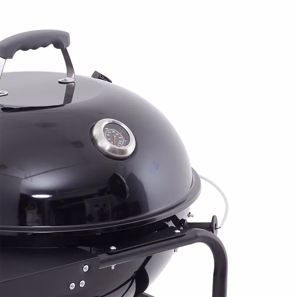 Living and Home Round Outdoor Charcoal Grill with Side Table and Wheels, Black, W/D/H: 105.0 x 94.5 x 105.0 cm – 4