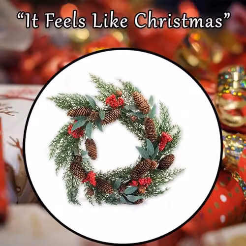 VFM e-Store Berry Pine Christmas Wreath in Red and Green, Diameter: 40 cm – 6