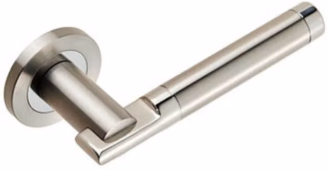 Loops Pair of Round Bar Handles with 52mm Round Rose in Polished Satin Silver Stainless Steel