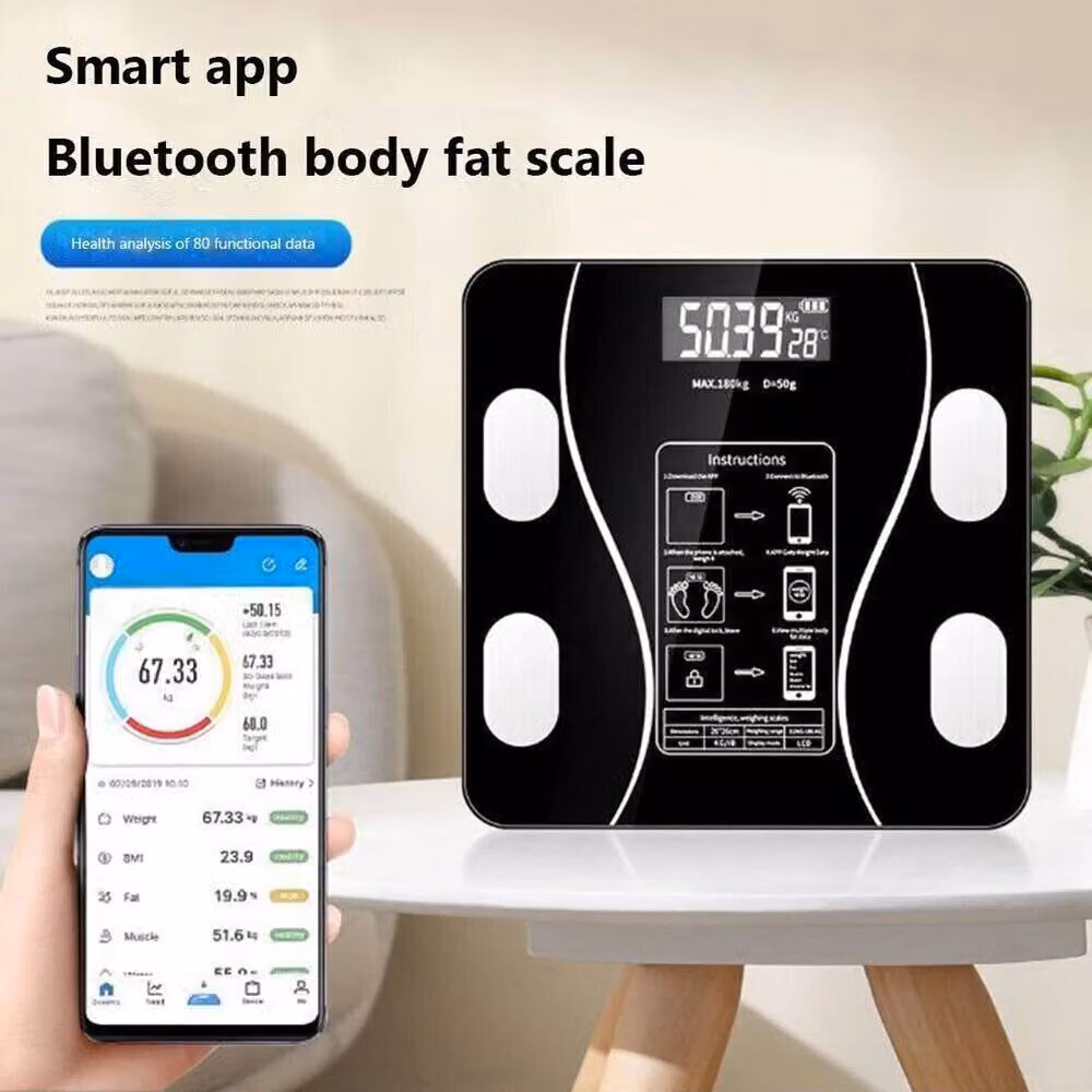 VOGREX Digital Smart Bathroom Scales in Black with App Control and Body Composition Analysis – 4