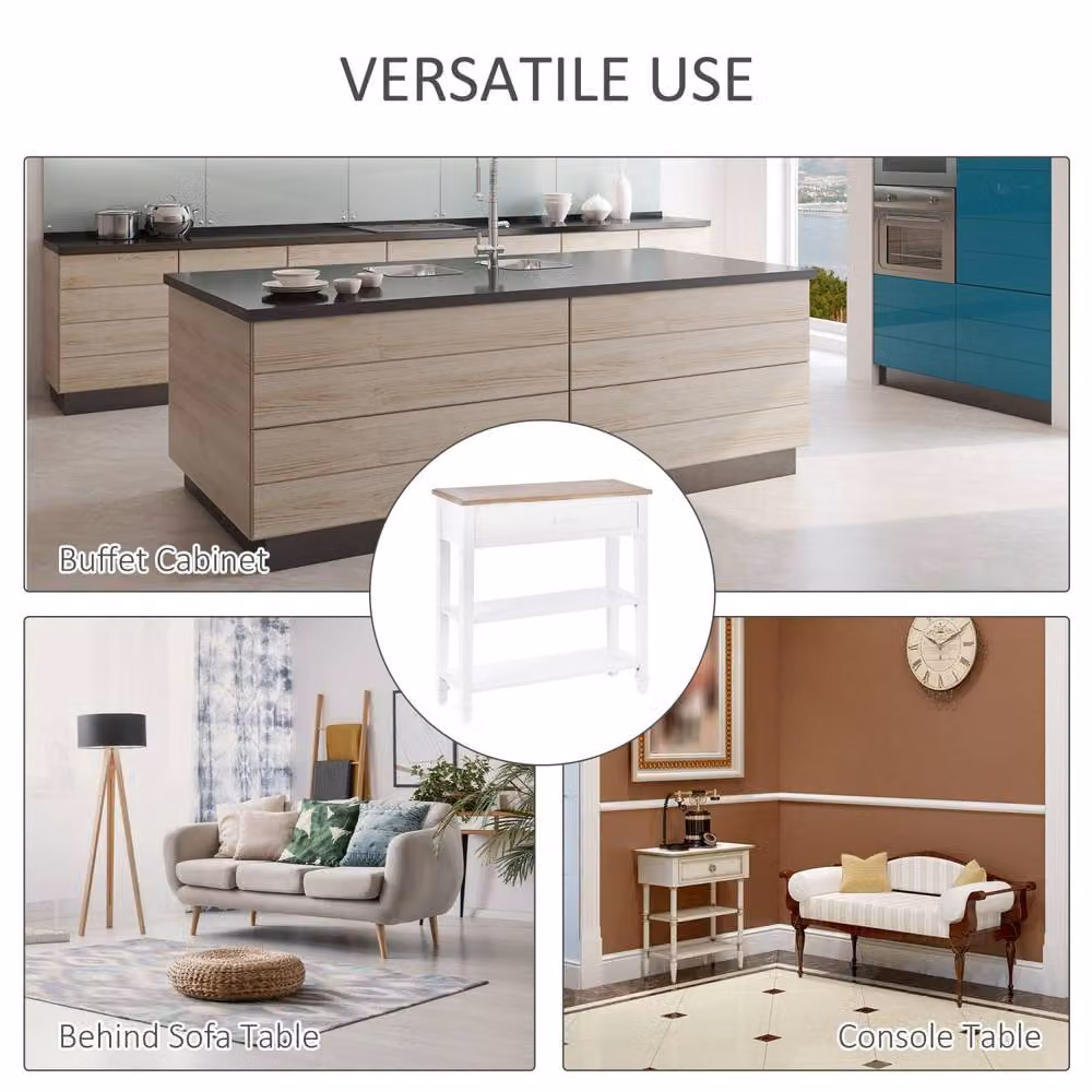 Wyld Haus Sacoso Retro Console Table with Drawer and Two Shelves in White, W/D/H: 75.6 x 27.5 x 80.5 cm – 4