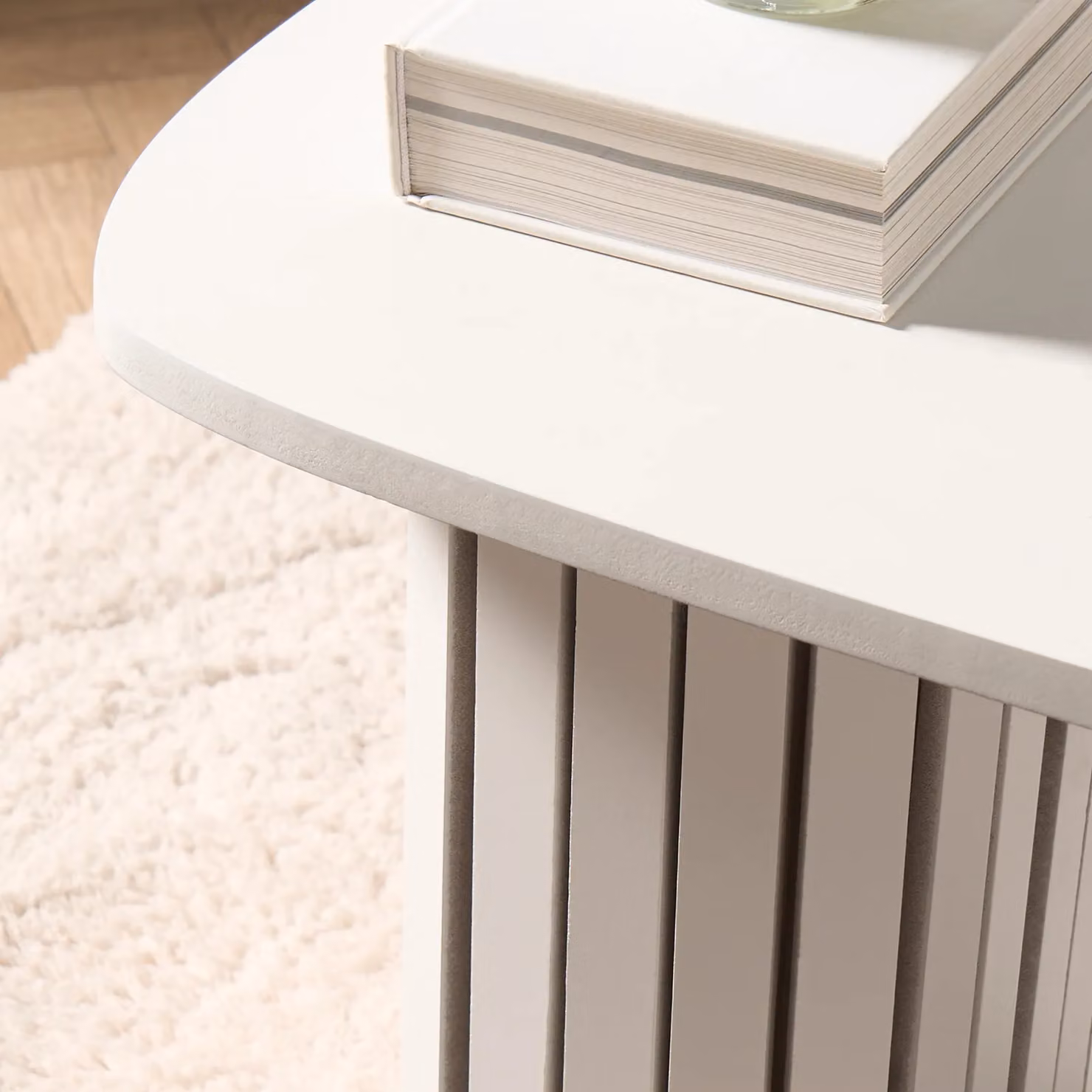 OHS Madison Ribbed Long Coffee Table in Cream – 2