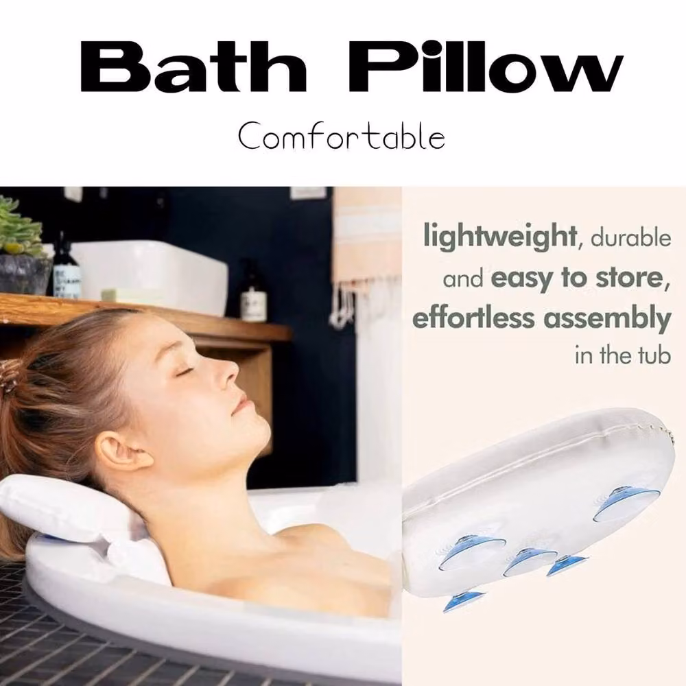 NESTLUNE Waterproof Lightweight Spa Bath Pillow Support in White – 2