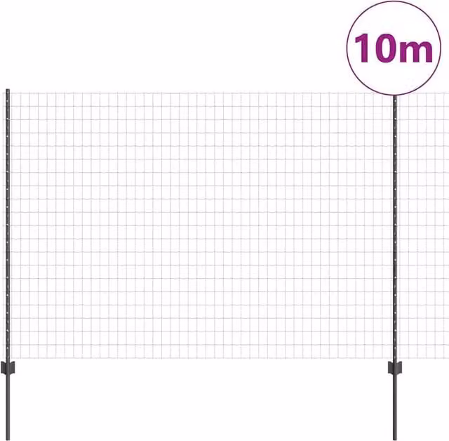 Berkfield Home Durable Euro Fence with 10 U-Profile Posts, Grey Steel, 6 x 10 m