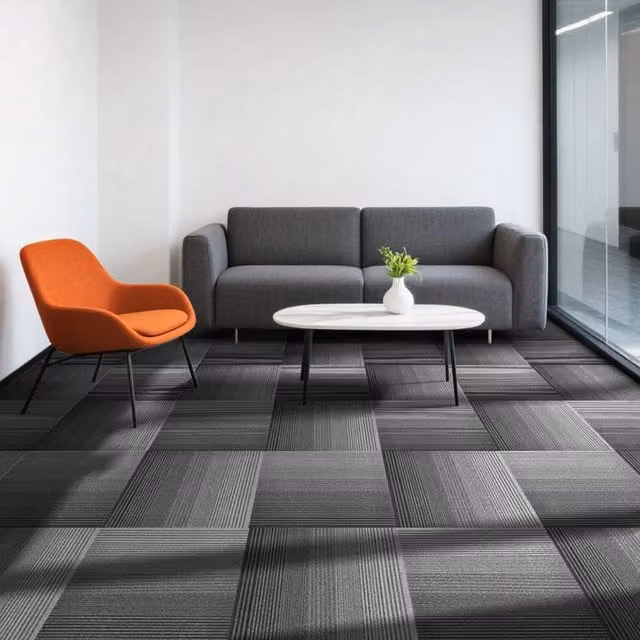 Darphe 20 Piece Modern Plain Carpet Tiles in Grey