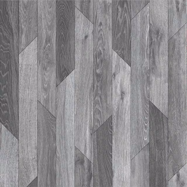 Vinyl Flooring UK Rimini Grey Wood Effect Foam Backed Vinyl Flooring Sheet, Beige, W: 300 cm, D: 500 cm