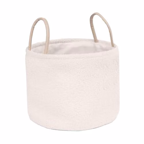 OHS Teddy Boucle Fabric Storage Basket with Handles, Cream/Beige, W/D/H: 26.0 x 26.0 x 30.0 cm – 1