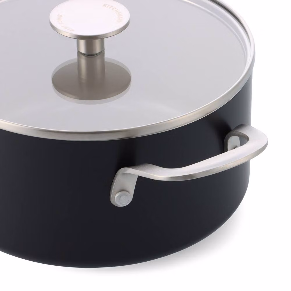 KitchenAid Black Aluminium Ceramic Non-Stick Sauté Pan with Glass Lid, 24 cm, 3.1 l – 5