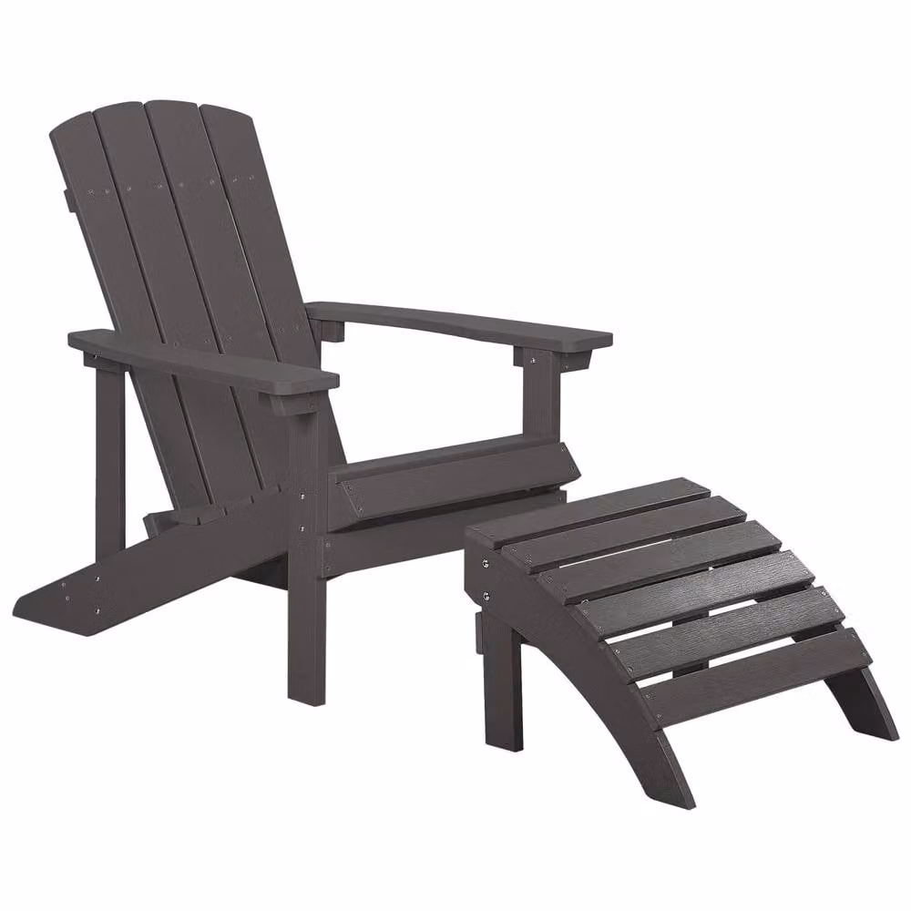Wyld and Coco Outdoor Lounge Chair with Footstool in Dark Grey
