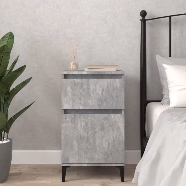 Berkfield Home Bedside Cabinet in Concrete Grey, W/D/H: 40 x 35 x 70 cm