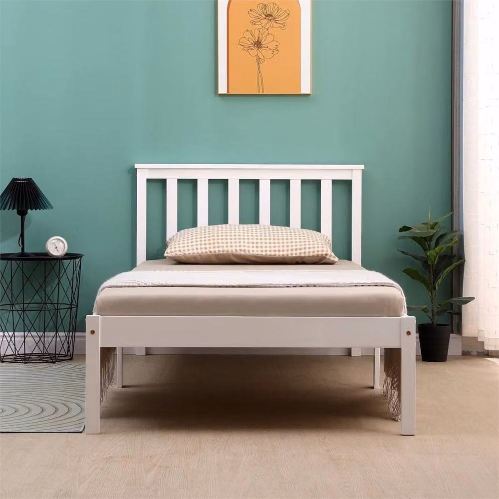 SPETLEK Shaker Style Single Bed White Solid Pine Wood Frame W/D/H: 90 x 190 cm – 3