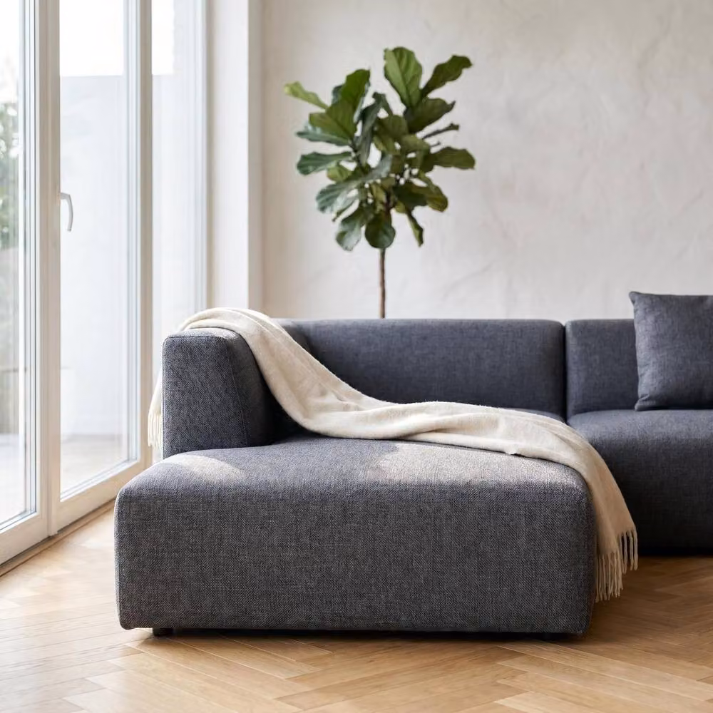 Abakus Direct Tokyo U-Shape Modular Sofa in Grey Brushed Tweed Fabric – 6