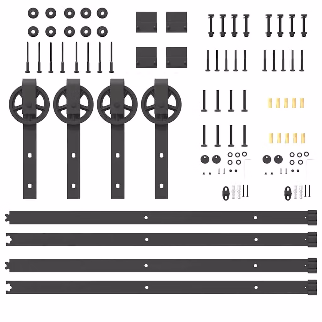 Berkfield Home Matt Black Steel Sliding Door Hardware Kit 400 cm – 2