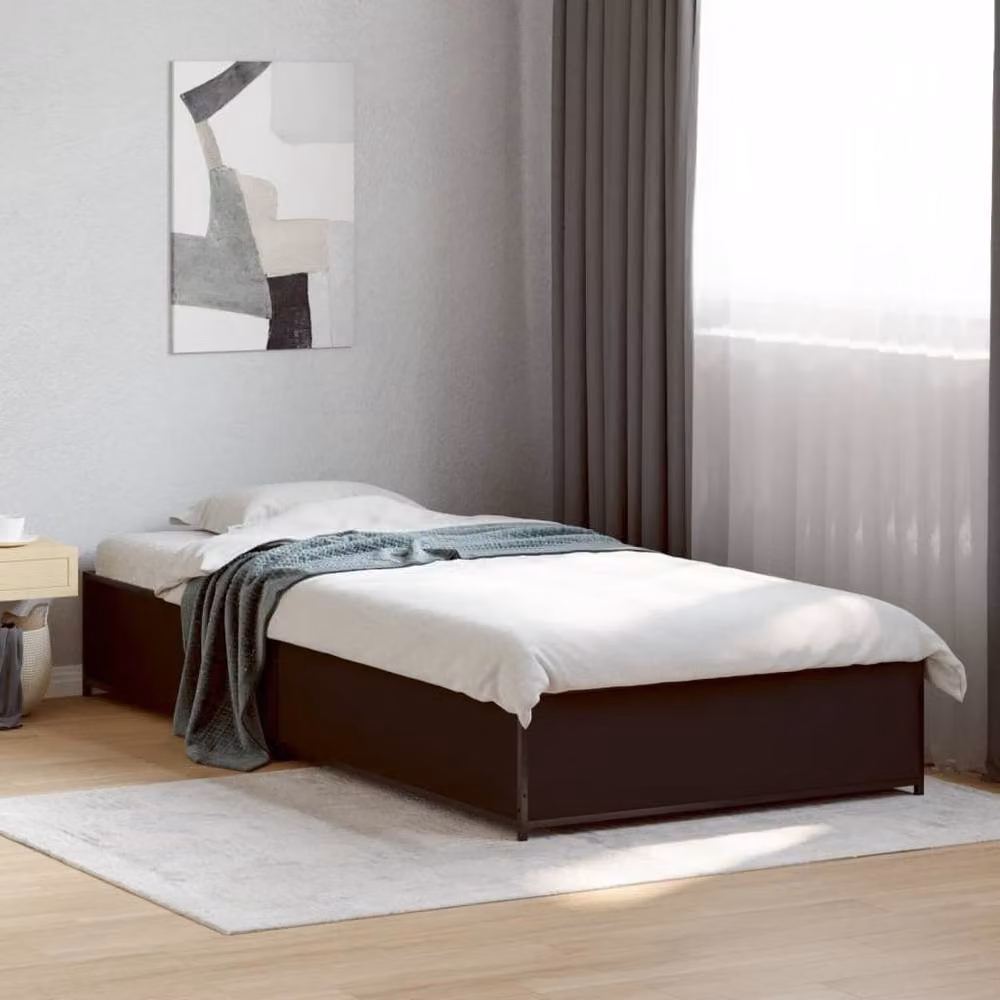 Berkfield Home Durable Small Single Bed Frame in Black, W/D/H: 75 x 190 x 29 cm – 2