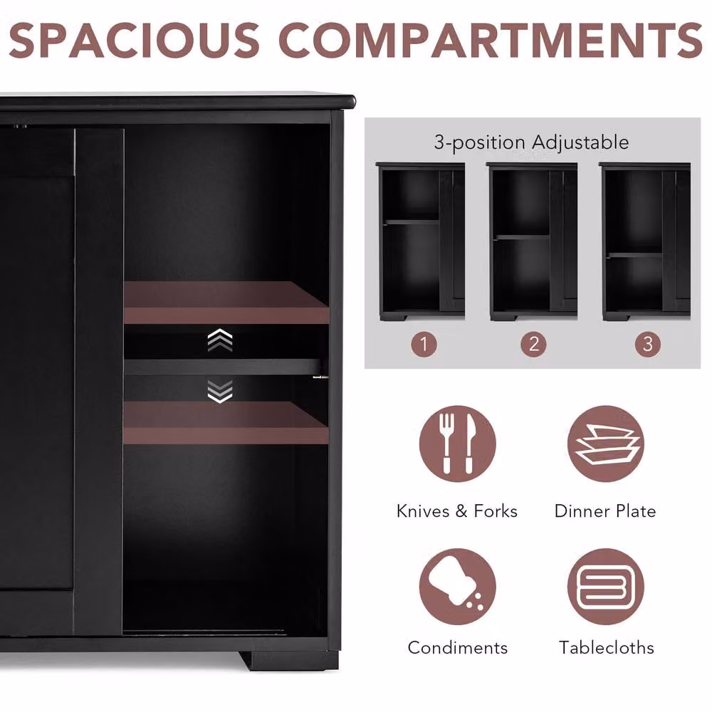 Costway Modern Freestanding Kitchen Storage Cabinet in Matt Black – 5