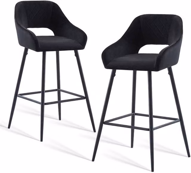 FORGEVIO Set of 2 Modern Black Metal Breakfast Bar Stools – 1