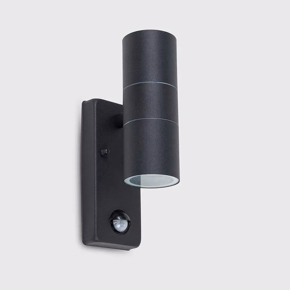 MiniSun by ValueLights Modern Black Outdoor Up and Down Wall Light with PIR Motion Sensor – 2