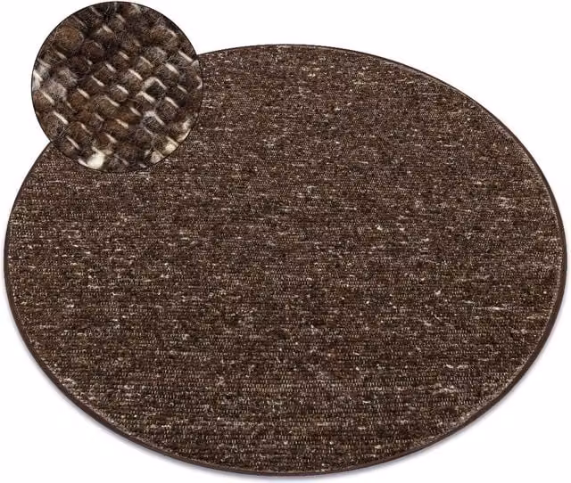 RugsX Nepal Round Woven Wool Rug in Brown, Diameter: 120 cm – 1
