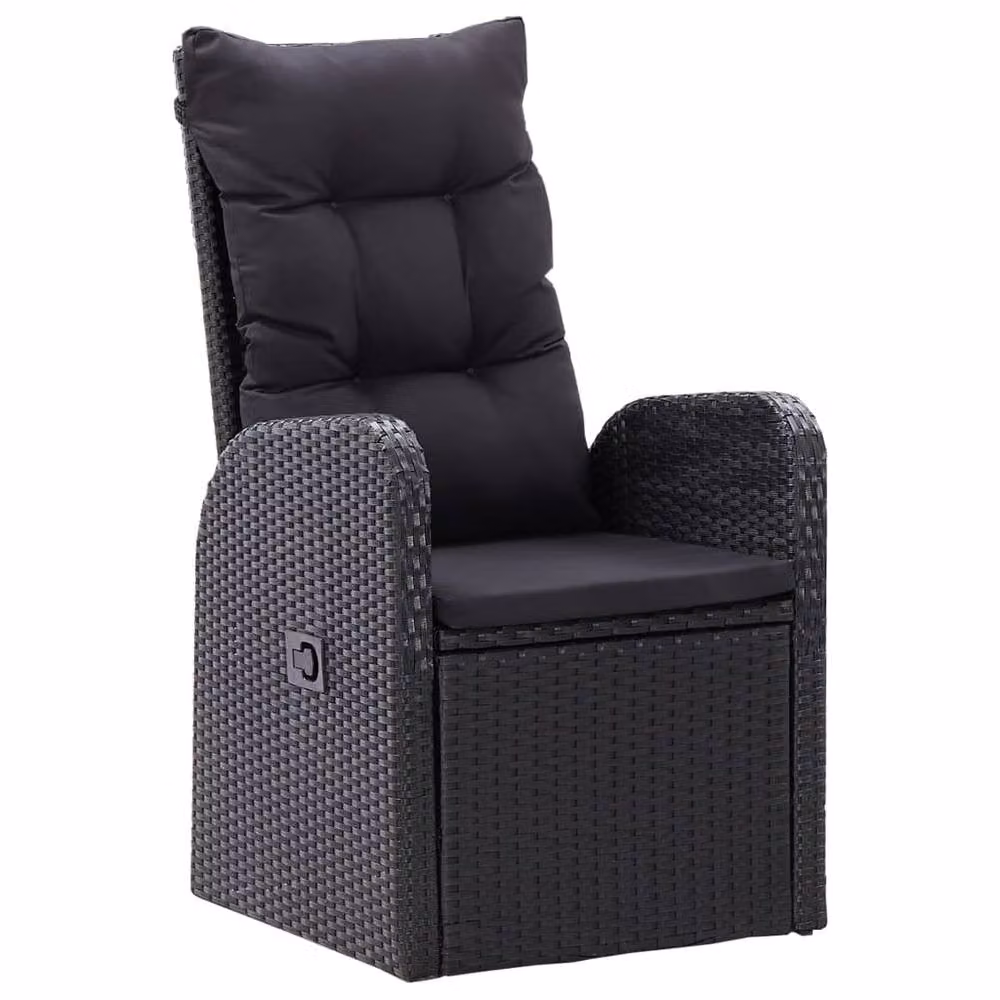 Berkfield Home Beautiful 5 Piece Garden Dining Set with Cushions in Black Poly Rattan – 2