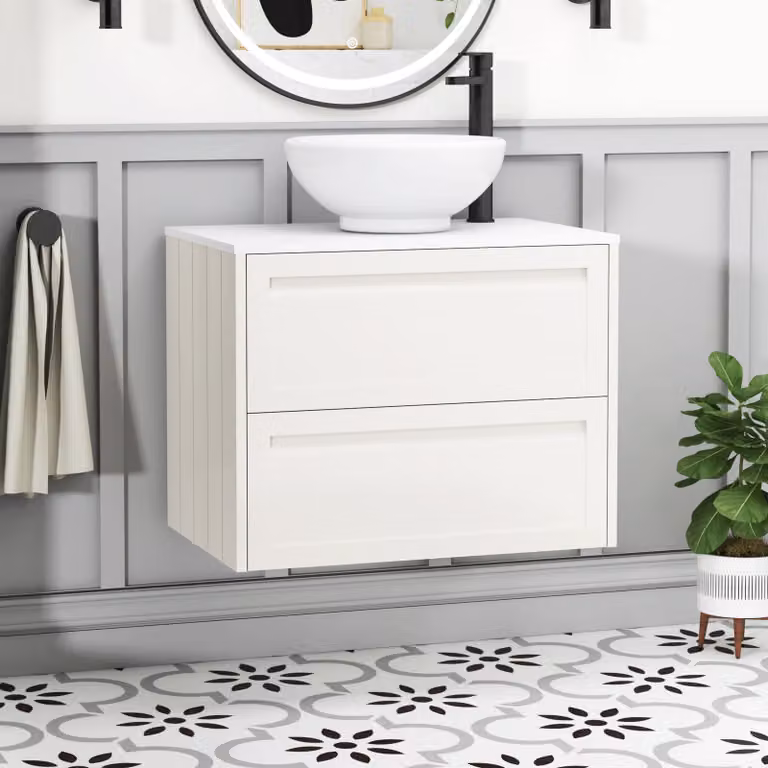 Royal Bathrooms Elmore Classic White Wall Hung Vanity Unit with Breeze Basin and 2 Drawers