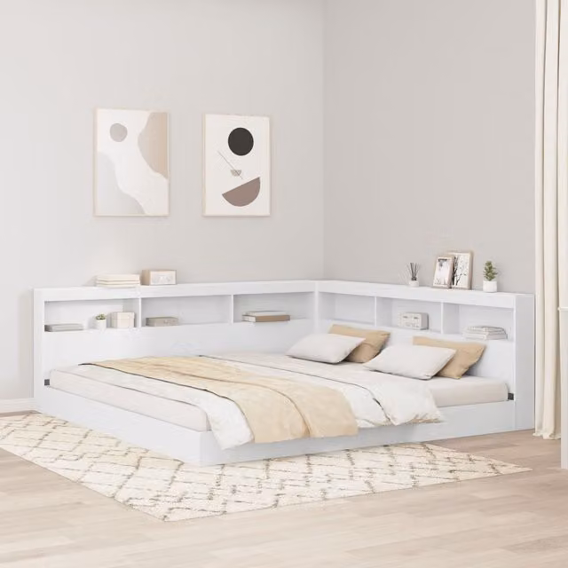 Berkfield Home White Storage Headboard with Integrated Shelf, 200 cm, Engineered Wood