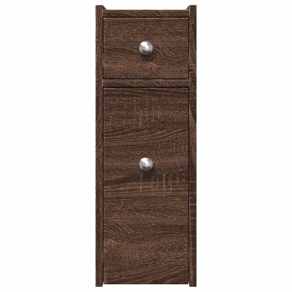 Berkfield Home Narrow Bathroom Cupboard with Wheels in Brown Oak – 4