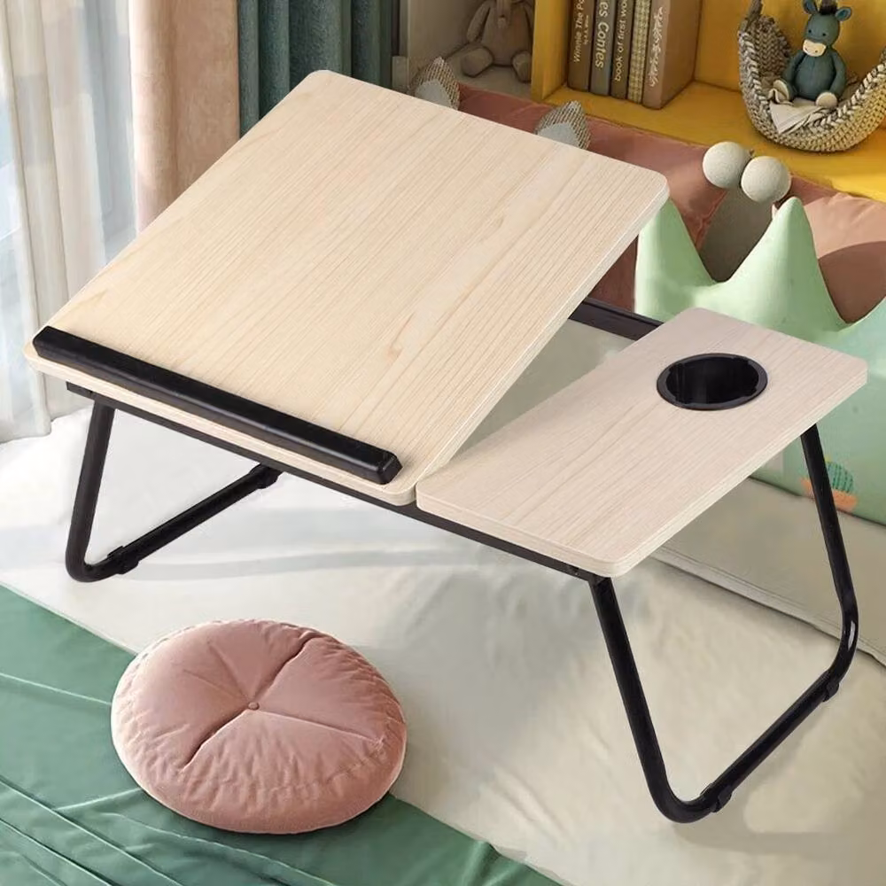 EONLION White Maple Folding Laptop Desk with Height Adjustable and Tilting Top, Width: 100 cm – 3