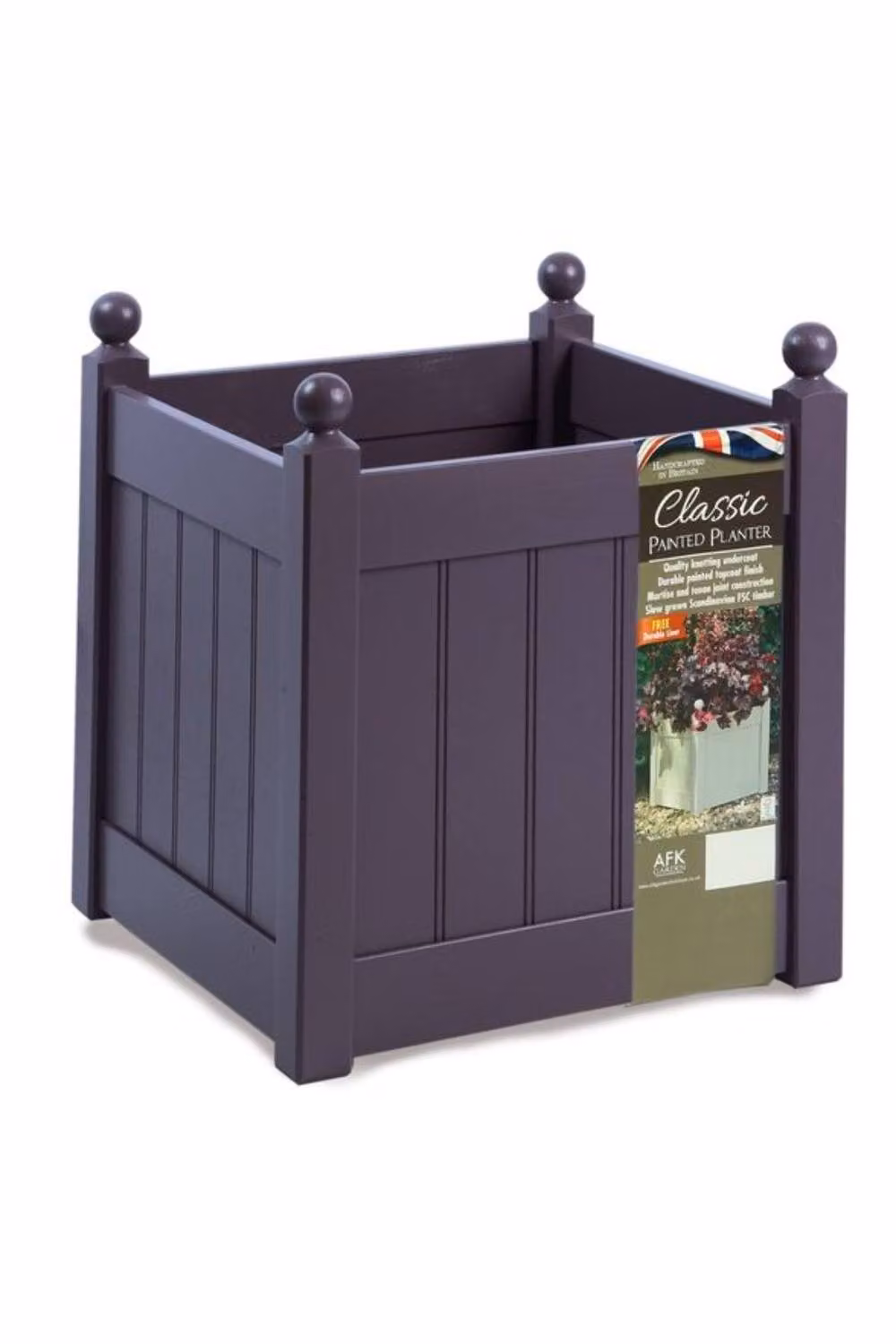 AFK Large Classic Painted Wooden Planter Tub in Purple – 2