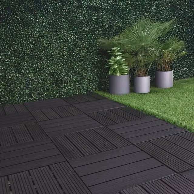 NOVECRAFTO Waterproof Wood Decking Tiles for Outdoor Garden Patio and Balcony, Grey, 24 Pack