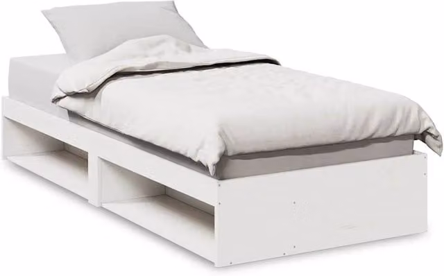 Berkfield Home Rustic White Solid Pine Day Bed without Mattress W/D/H: 200 x 80 x 30 cm