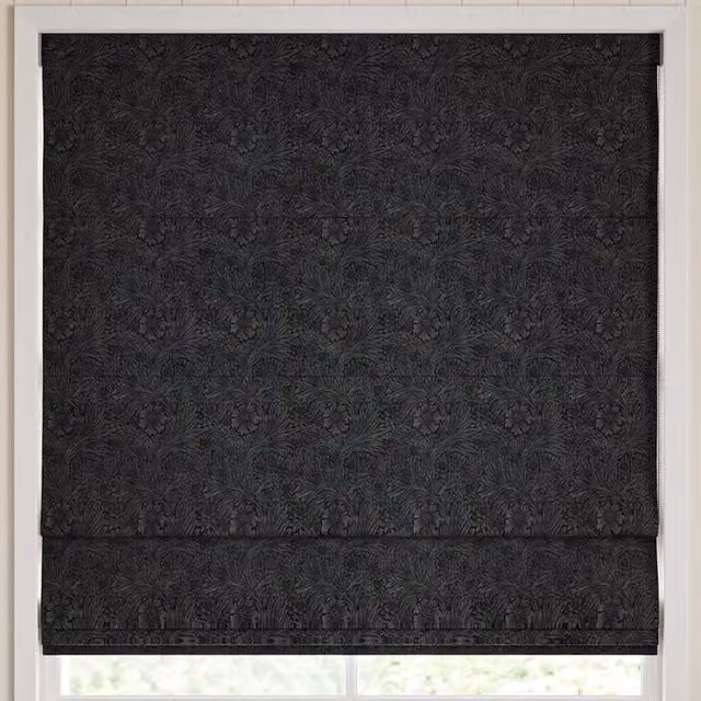 William Morris At Home Marigold Floral Velvet Made to Measure Roman Blind in Anthracite Grey