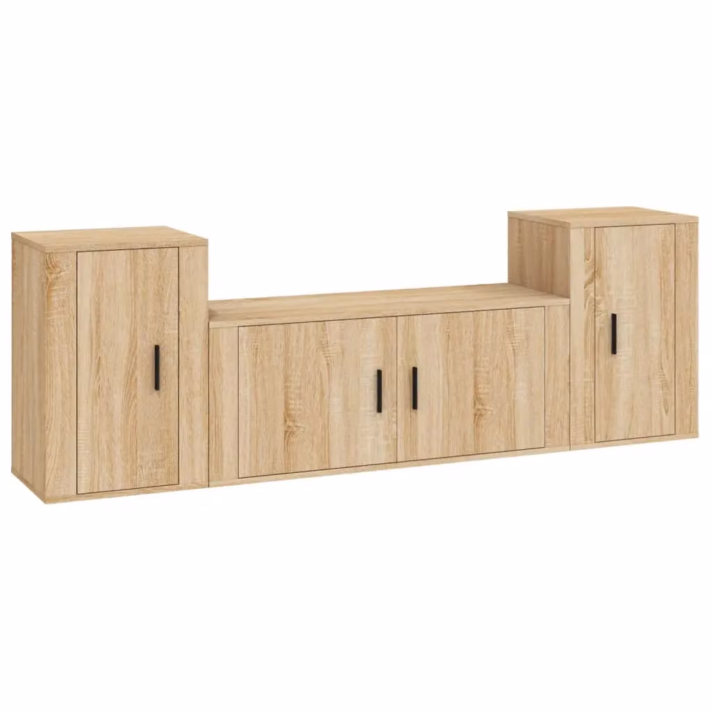 Berkfield Home 3 Piece Sonoma Oak TV Cabinet Set in Brown – 2