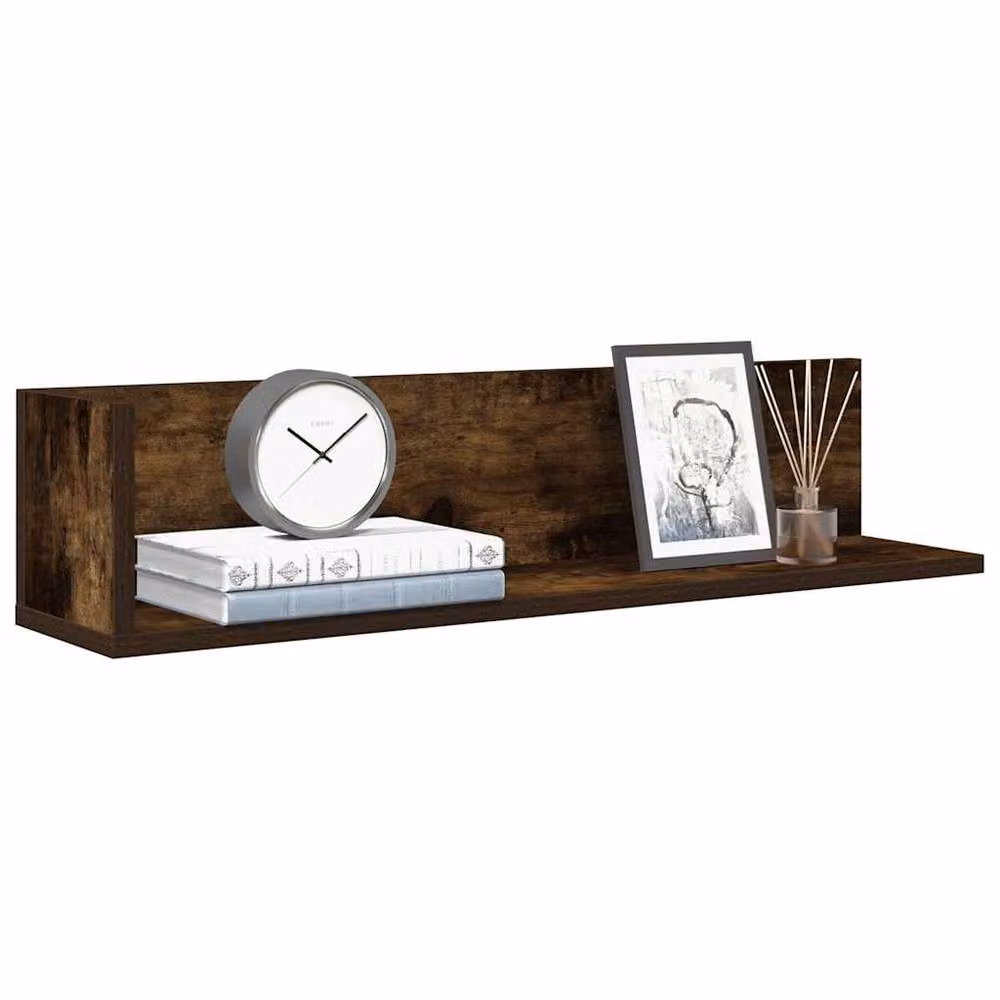 Berkfield Home Decorative Wall Mounted Shelves, 2 Piece Set, Smoked Oak Brown, W: 75 cm, D: 16.5 cm, H: 16.5 cm – 2
