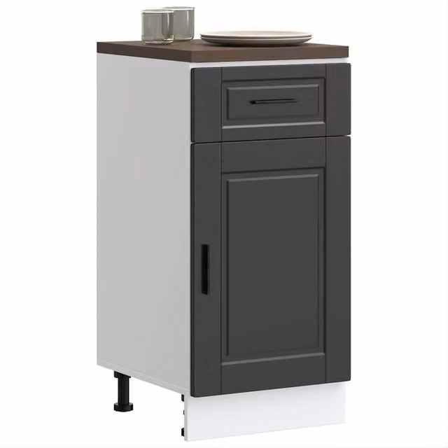 Berkfield Home Porto Kitchen Base Cabinet in Black and Charcoal Matt Engineered Wood – 1