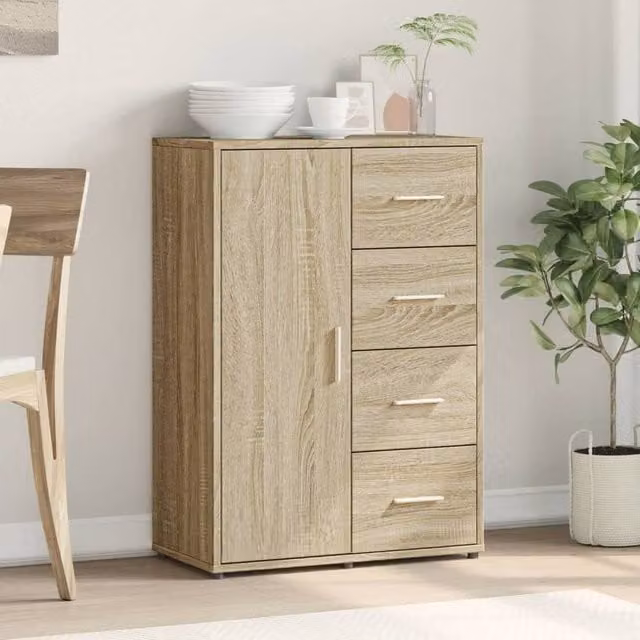 Berkfield Home Sonoma Oak Sideboard in Light Tan Beige, W/D/H: 60 x 31 x 84 cm – 1