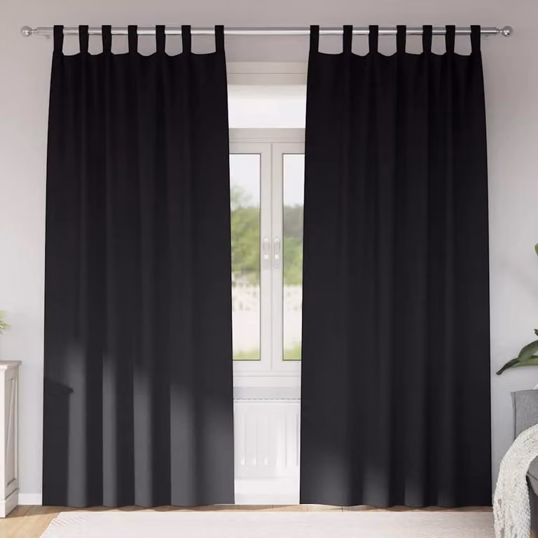 Berkfield Home Modern Black Opaque Polyester Curtain Set, 2 Pieces, W/H: 140 x 260 cm