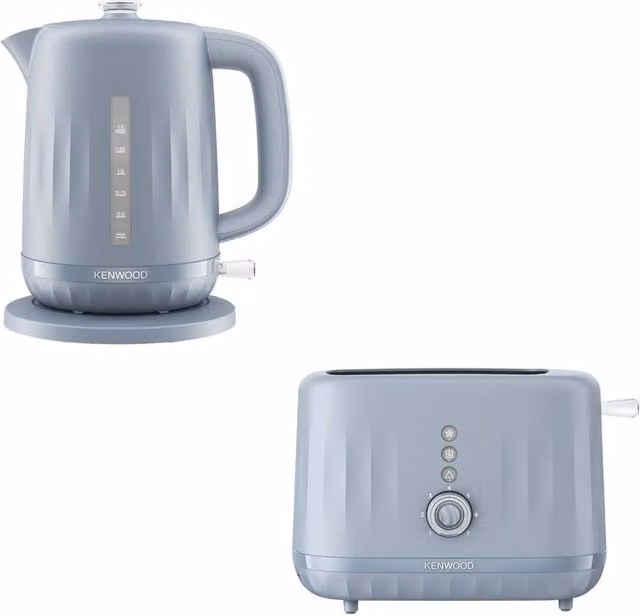 Kenwood Ripple Kettle 1.5L and 2 Slice Toaster Set in Blue and Grey