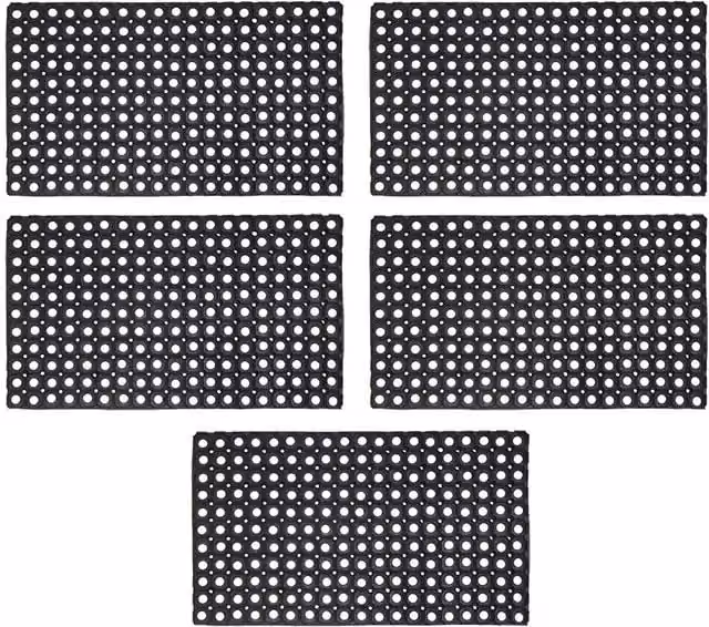 JVL Contract Rondo Black Rubber Ring Doormat, Pack of 5