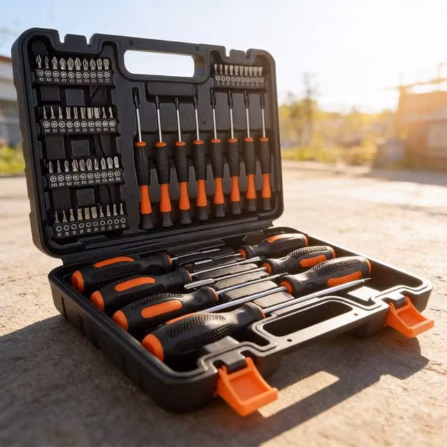 Ventryn Heavy Duty Magnetic Screwdriver Set with Cross and Flat Heads in Black – 1