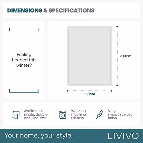 LIVIVO Fluffy Fleece Throw Blanket in Turquoise Blue, W/D/H: 150 x 150 x 200 cm – 7
