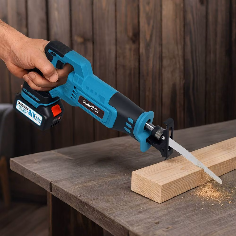 Traderight 21V Cordless Reciprocating Saw Set with 2 x 4.0Ah Rechargeable Batteries in Blue – 3
