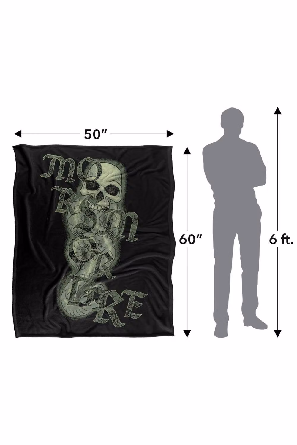 Warner Bros. Harry Potter Gothic Morsmordre Super Soft Fleece Throw Blanket, Multicolour, W: 152.4 cm x D: 127.0 cm – 8