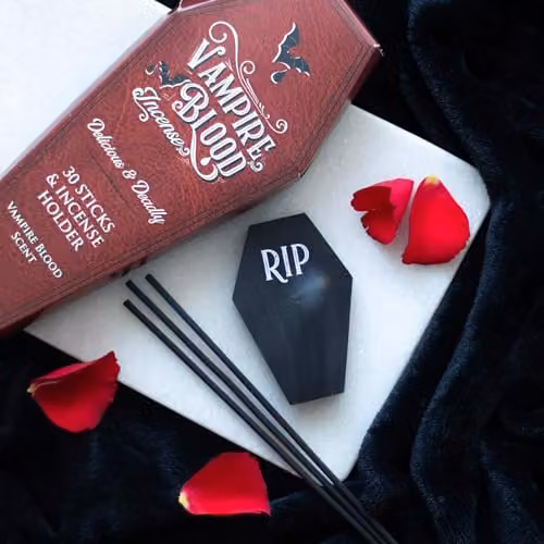 KDMD Vampire Blood Incense Sticks and Coffin Holder Set in Red and Black – 2