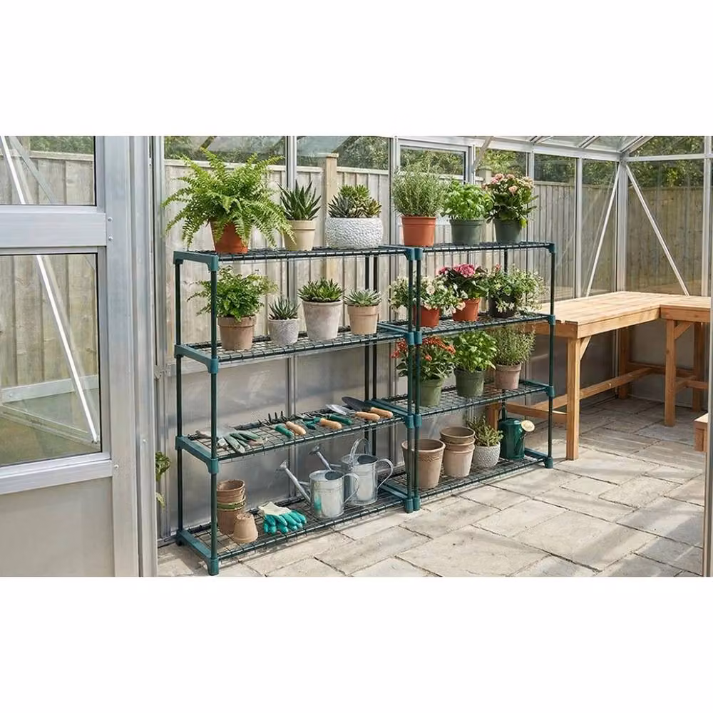 EONLION 4 Tier Green Metal Greenhouse Staging Plant Stand, Width: 100 cm – 4