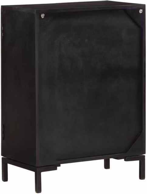 Berkfield Home Industrial Sideboard in Black Mango Wood and Iron, W/D/H: 55 x 30 x 77 cm
